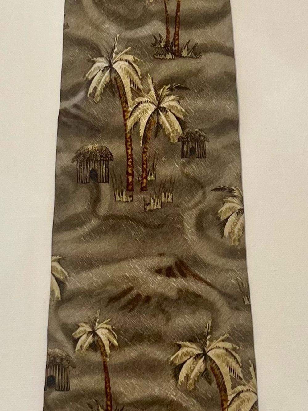 Palm Tree Pattern Men’s Tie - Olive Green